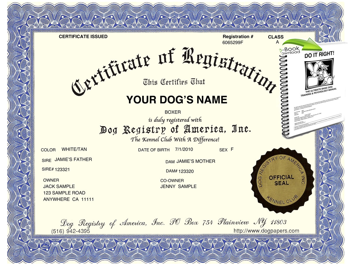 puppy registration papers